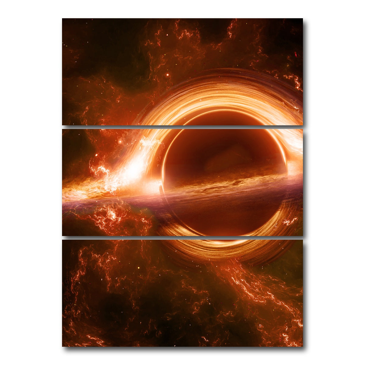 AUTO-MOCKUP WHITE | Orange Black Hole | 3 Piece | Gallery Wrap Canvas | group=8x18_stacked