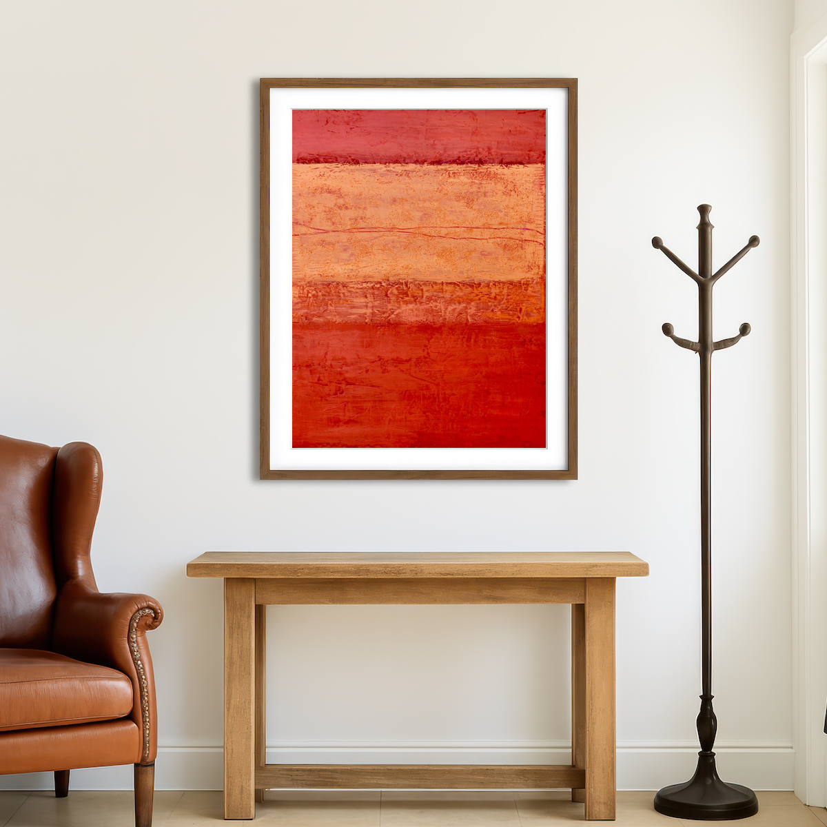 AUTO-MOCKUP ROOM | Orange Cloud Decending Wall Art