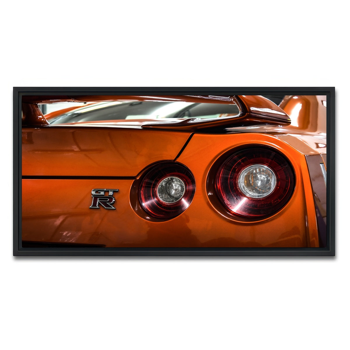 AUTO-MOCKUP WHITE | Orange Nissan GTR 3 | 1 Piece | Black Framed Canvas | group=2x1