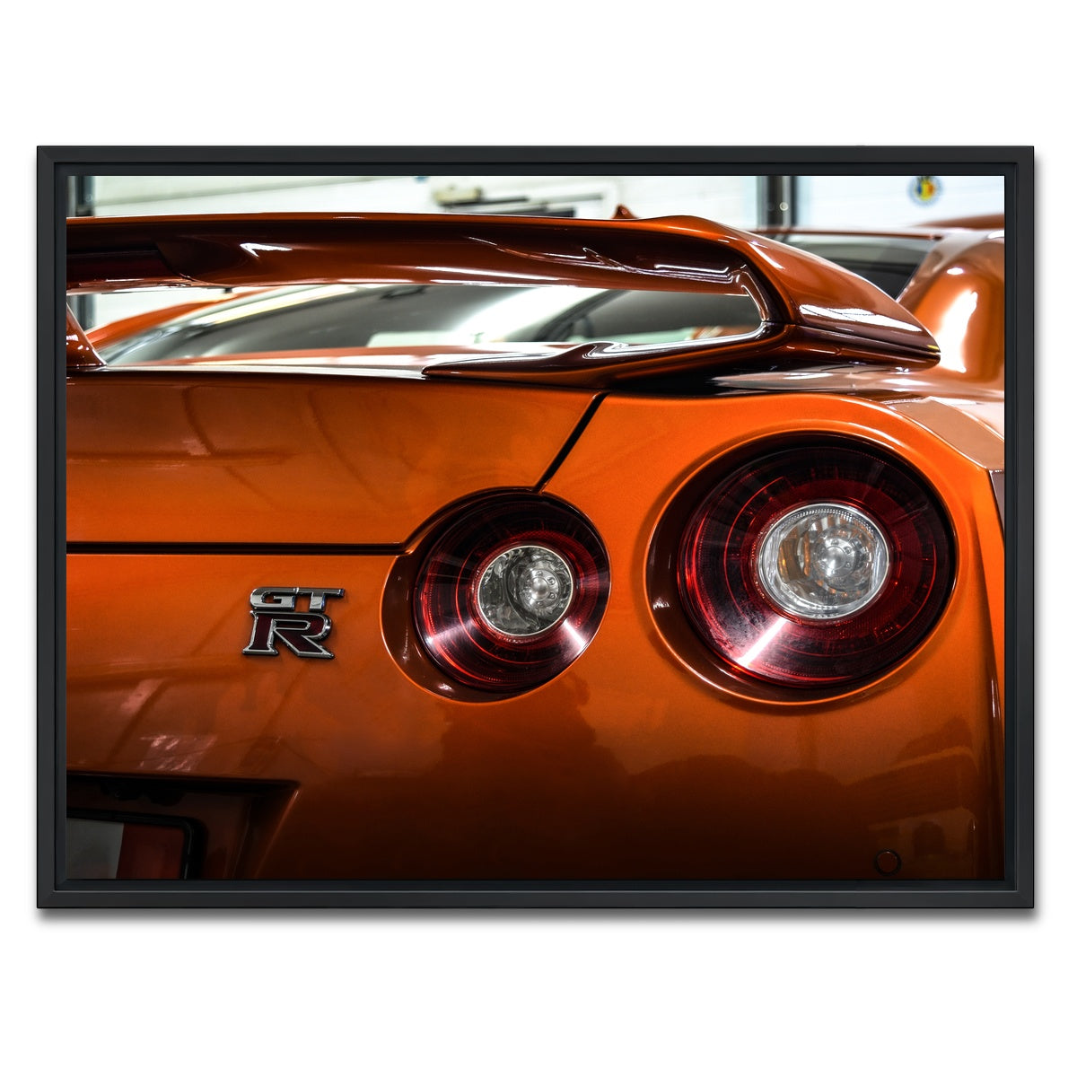 AUTO-MOCKUP WHITE | Orange Nissan GTR 3 | 1 Piece | Black Framed Canvas | group=4x3