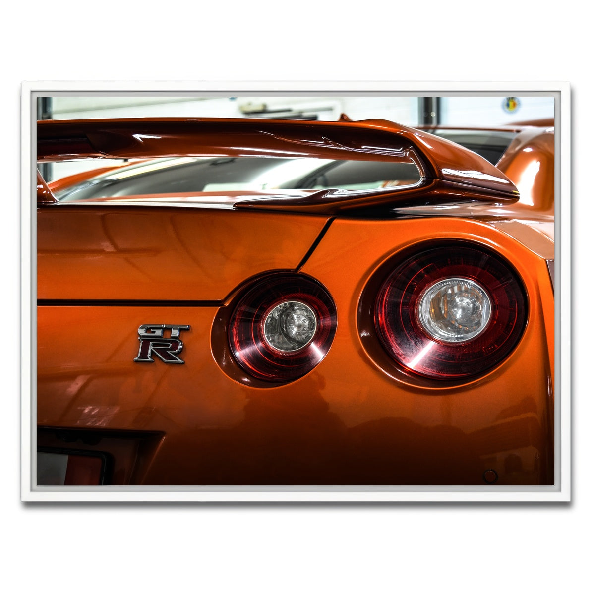 AUTO-MOCKUP WHITE | Orange Nissan GTR 3 | 1 Piece | White Framed Canvas | group=4x3