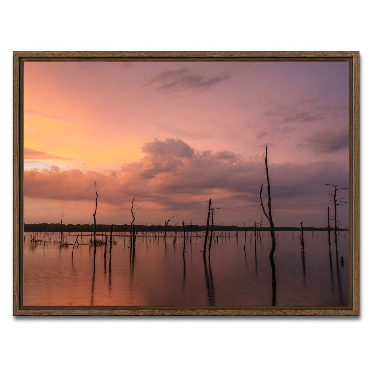 AUTO-MOCKUP WHITE | Orange on the Lake | 1 Piece | Walnut Framed Canvas | group=4x3