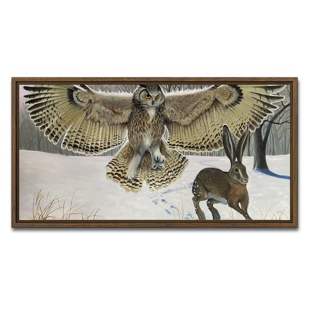 AUTO-MOCKUP WHITE | Owl on the Hunt | 1 Piece | Walnut Framed Canvas | group=2x1