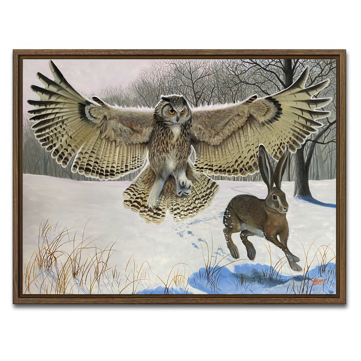 AUTO-MOCKUP WHITE | Owl on the Hunt | 1 Piece | Walnut Framed Canvas | group=4x3