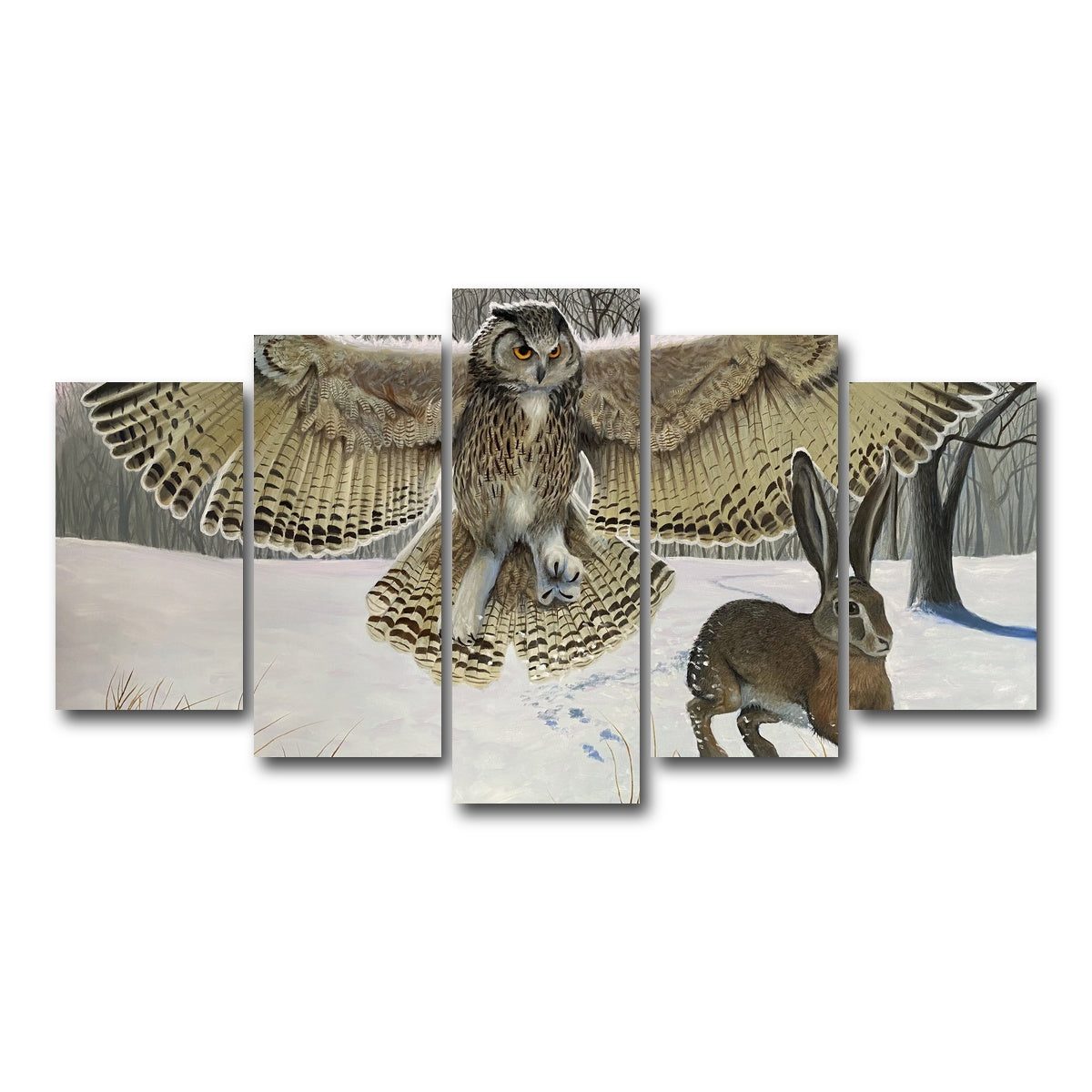 AUTO-MOCKUP WHITE | Owl on the Hunt | 5 Piece | Gallery Wrap Canvas | group=5_normal
