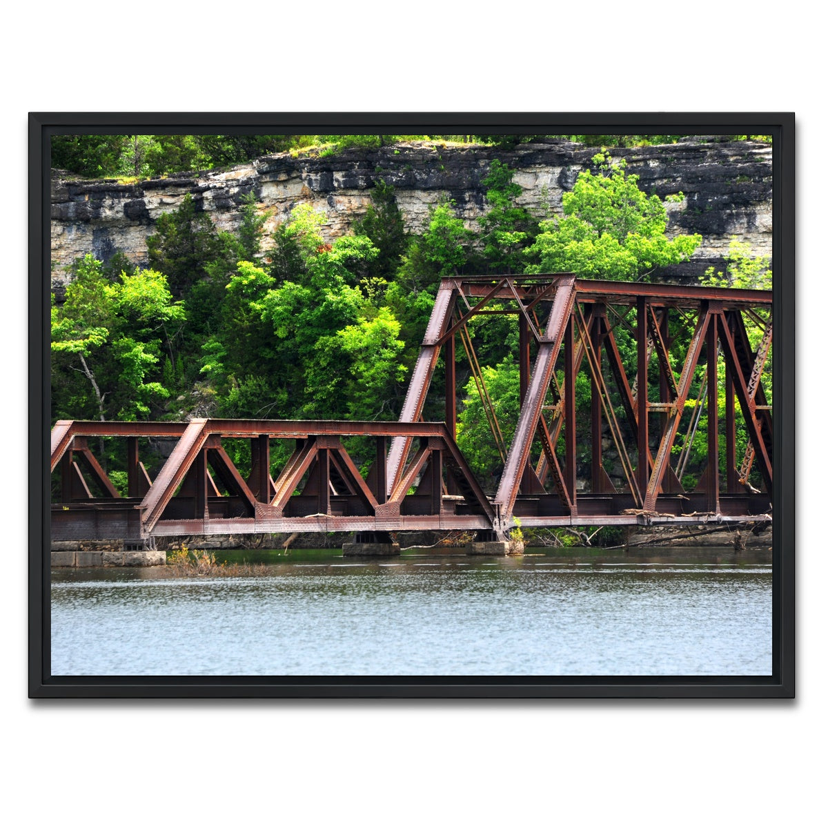 AUTO-MOCKUP WHITE | Ozarks Railway Bridge | 1 Piece | Black Framed Canvas | group=4x3