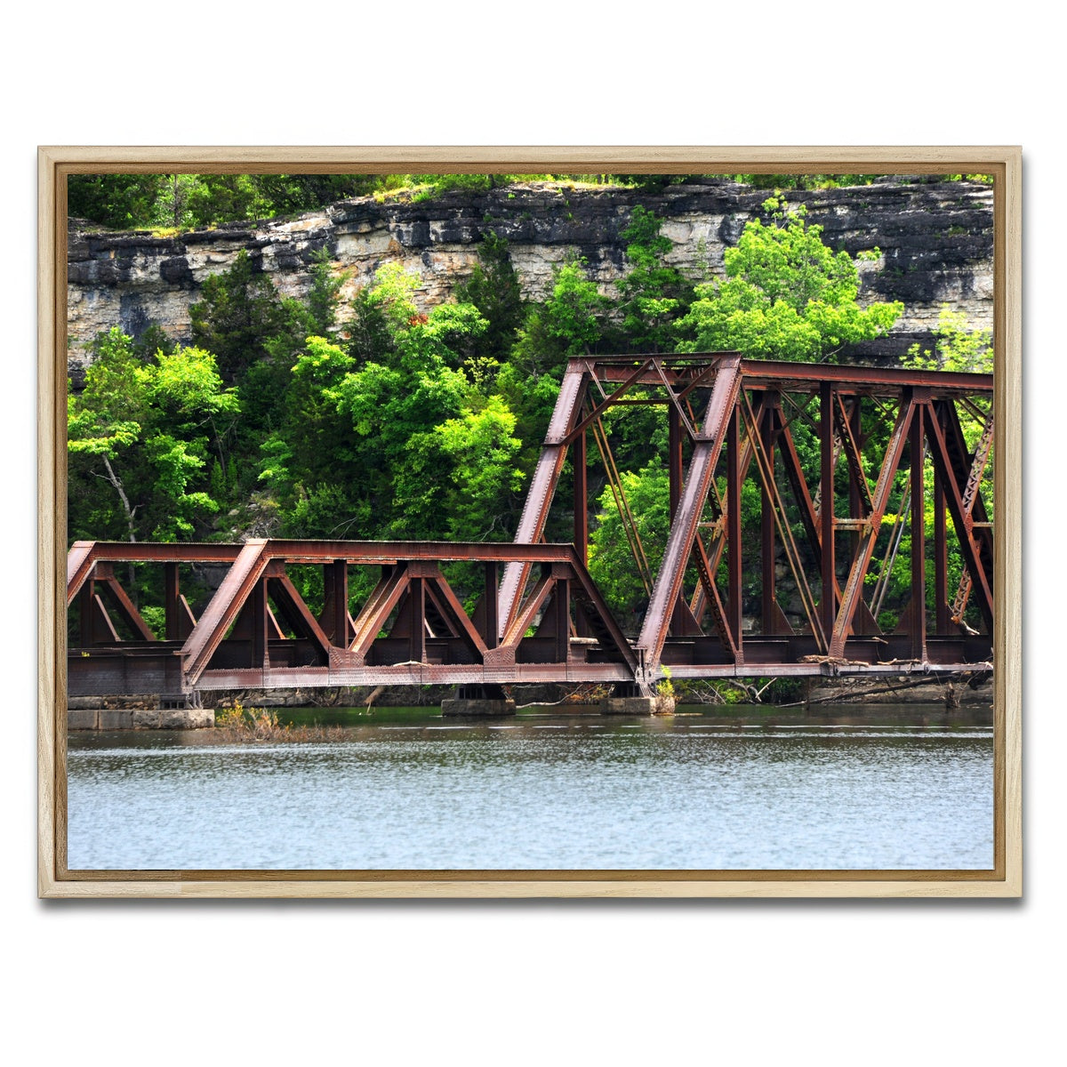 AUTO-MOCKUP WHITE | Ozarks Railway Bridge | 1 Piece | Natural Framed Canvas | group=4x3