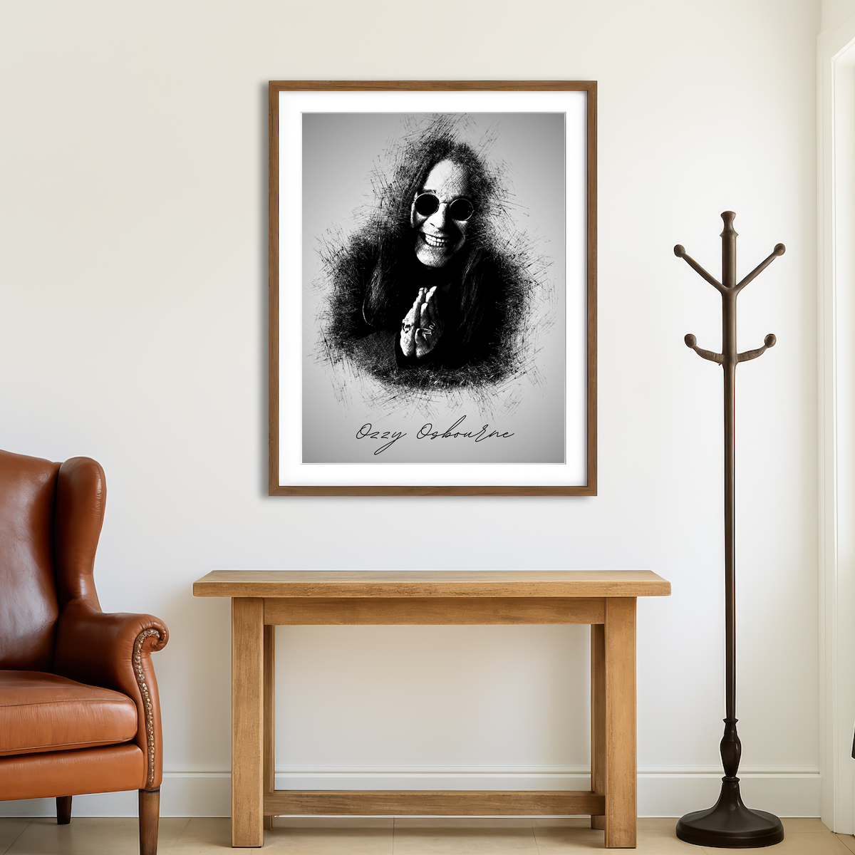 AUTO-MOCKUP ROOM | Ozzy Osbourne Sketch Wall Art