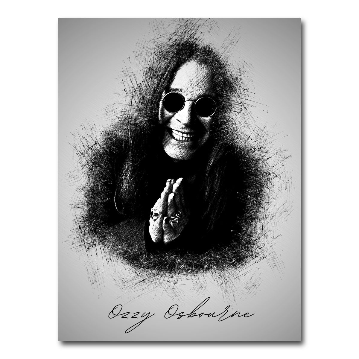 AUTO-MOCKUP WHITE | Ozzy Osbourne Sketch | 1 Piece | Gallery Wrap Canvas | group=3x4