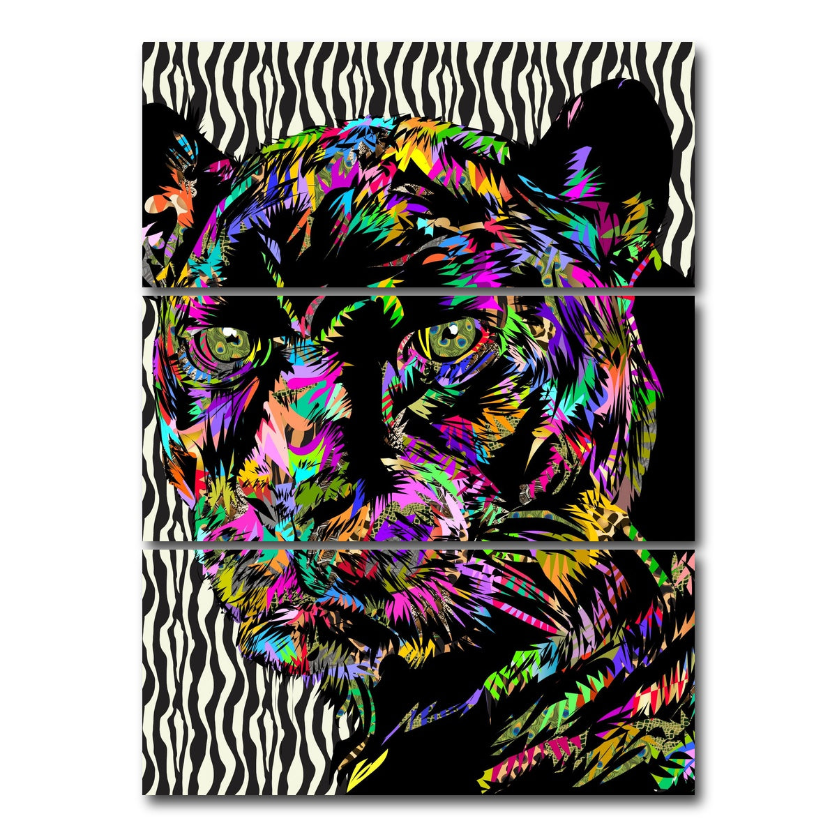 AUTO-MOCKUP WHITE | PANTHER Abstract | 3 Piece | Gallery Wrap Canvas | group=8x18_stacked