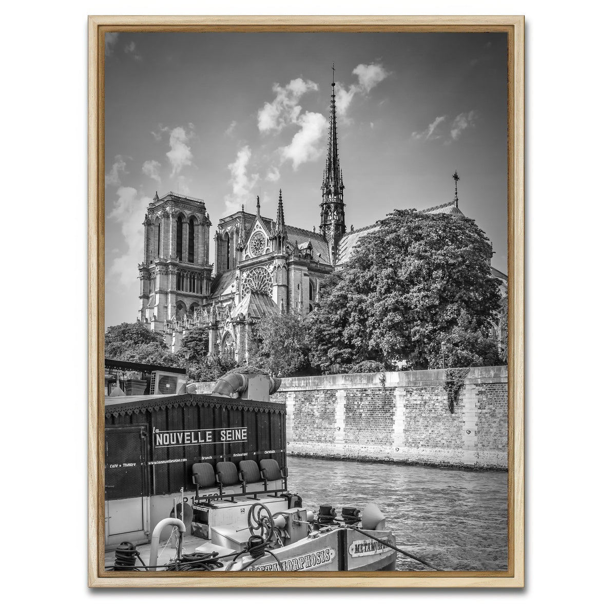 AUTO-MOCKUP WHITE | PARIS Cathedral Notre Dame & Seine Riverside | 1 Piece | Natural Framed Canvas | group=3x4