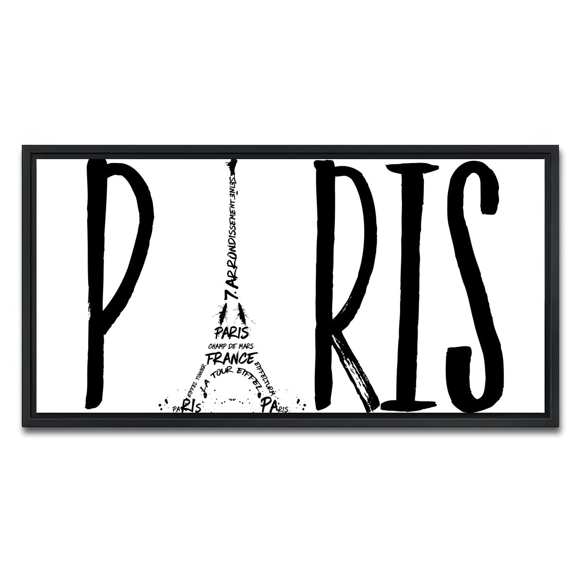 AUTO-MOCKUP WHITE | PARIS Typography | 1 Piece | Black Framed Canvas | group=2x1