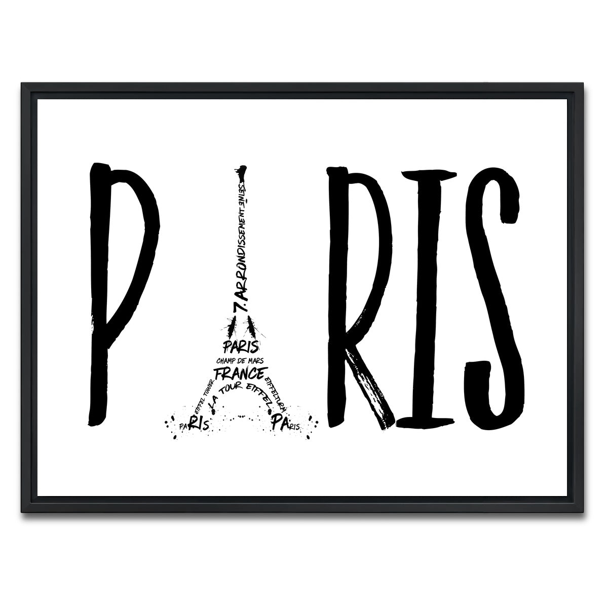 AUTO-MOCKUP WHITE | PARIS Typography | 1 Piece | Black Framed Canvas | group=4x3