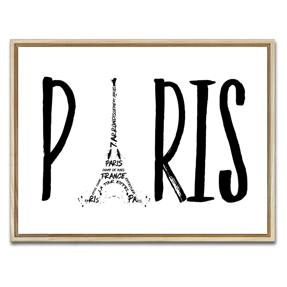 AUTO-MOCKUP WHITE | PARIS Typography | 1 Piece | Natural Framed Canvas | group=4x3