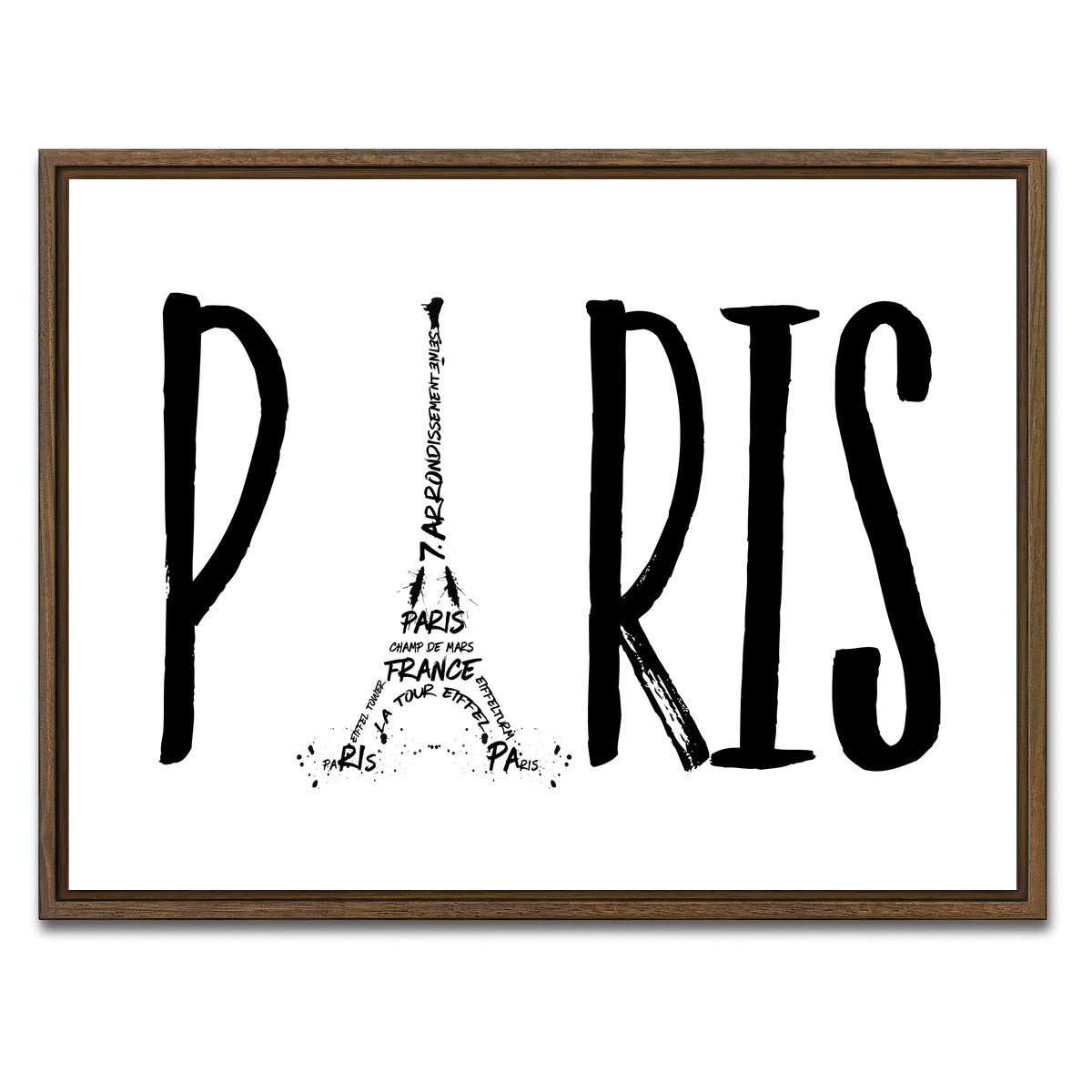 AUTO-MOCKUP WHITE | PARIS Typography | 1 Piece | Walnut Framed Canvas | group=4x3