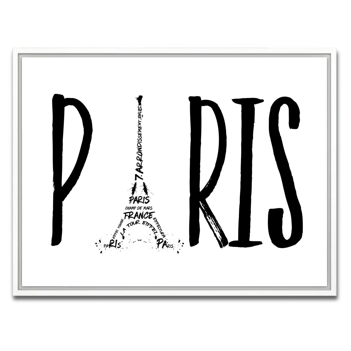 AUTO-MOCKUP WHITE | PARIS Typography | 1 Piece | White Framed Canvas | group=4x3