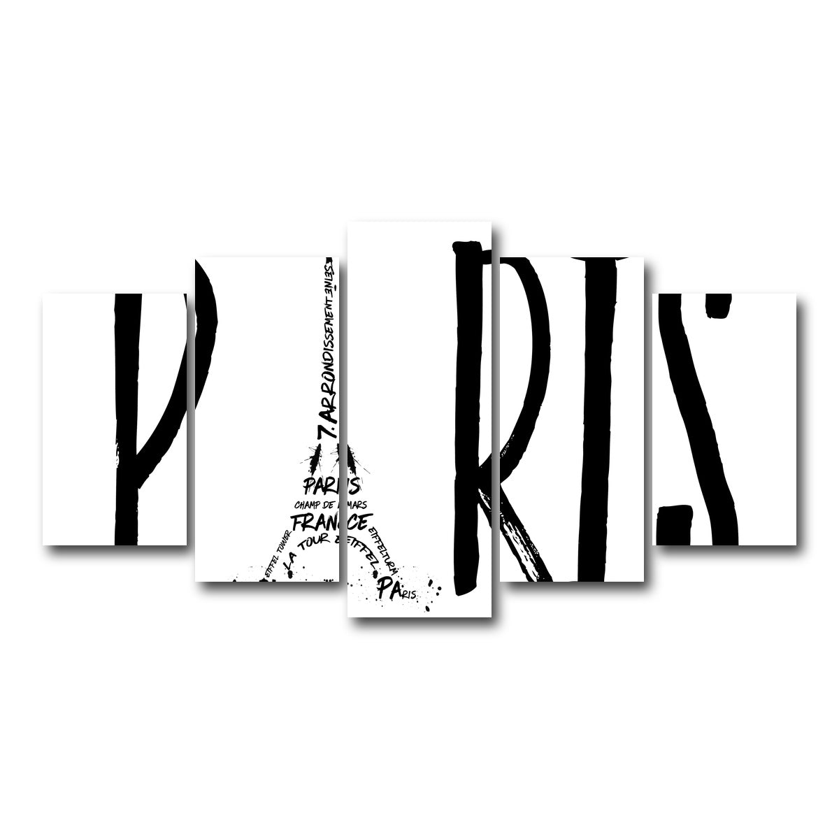 AUTO-MOCKUP WHITE | PARIS Typography | 5 Piece | Gallery Wrap Canvas | group=5_normal