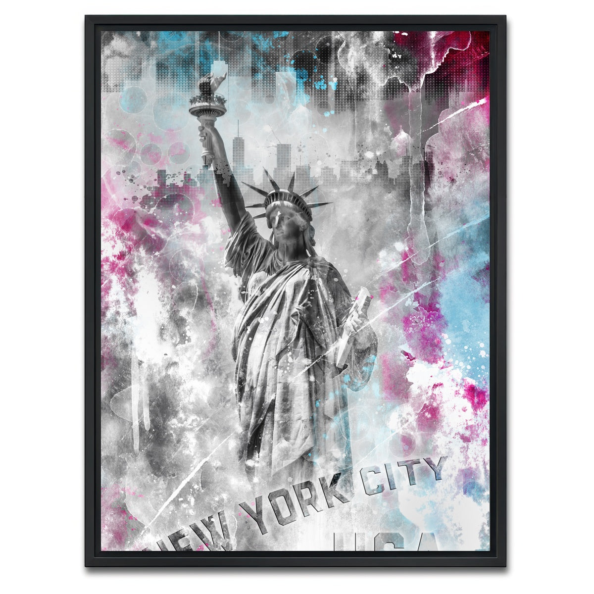 AUTO-MOCKUP WHITE | POP ART Statue of Liberty | 1 Piece | Black Framed Canvas | group=3x4