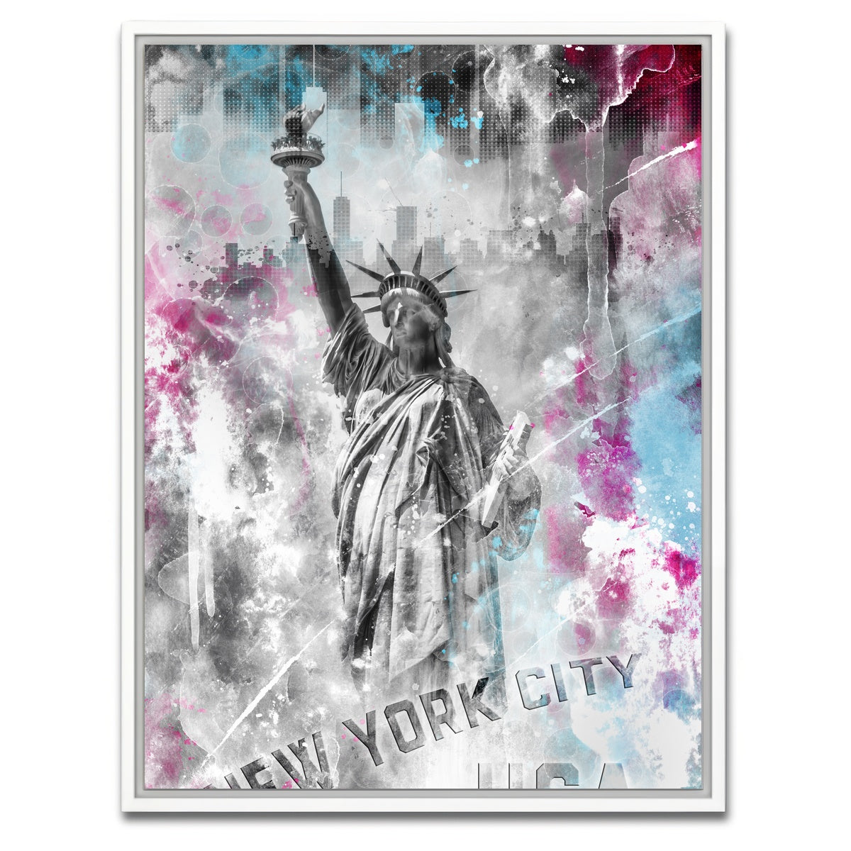 AUTO-MOCKUP WHITE | POP ART Statue of Liberty | 1 Piece | White Framed Canvas | group=3x4