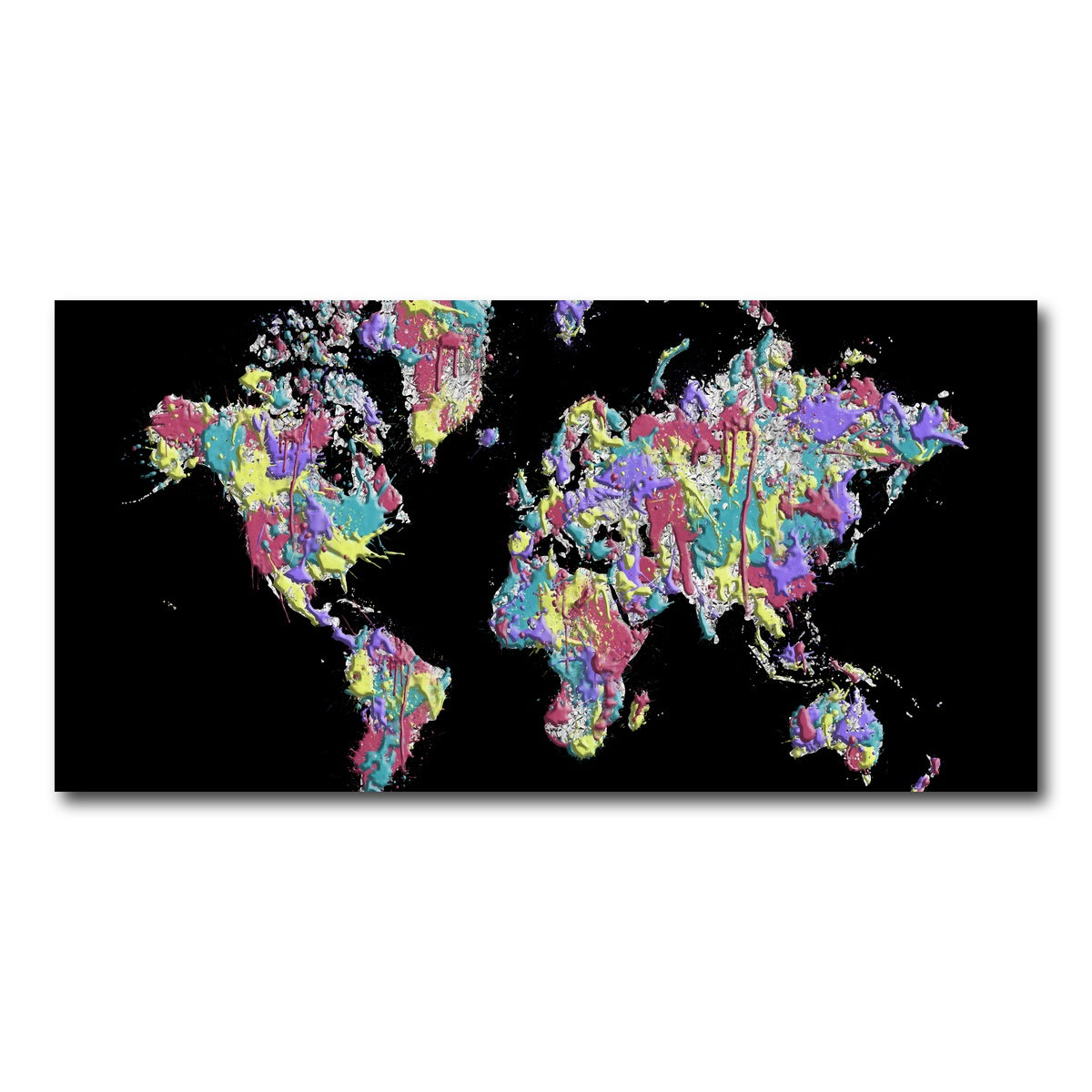 AUTO-MOCKUP WHITE | POP ART World Map - Black | 1 Piece | Gallery Wrap Canvas | group=2x1