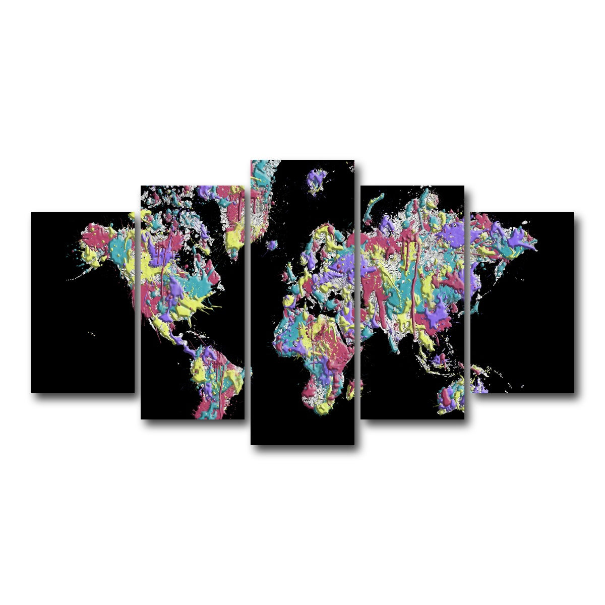AUTO-MOCKUP WHITE | POP ART World Map - Black | 5 Piece | Gallery Wrap Canvas | group=5_normal