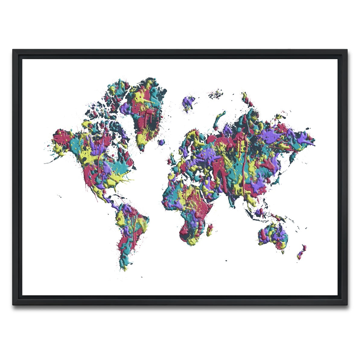 AUTO-MOCKUP WHITE | POP ART World Map - White | 1 Piece | Black Framed Canvas | group=4x3