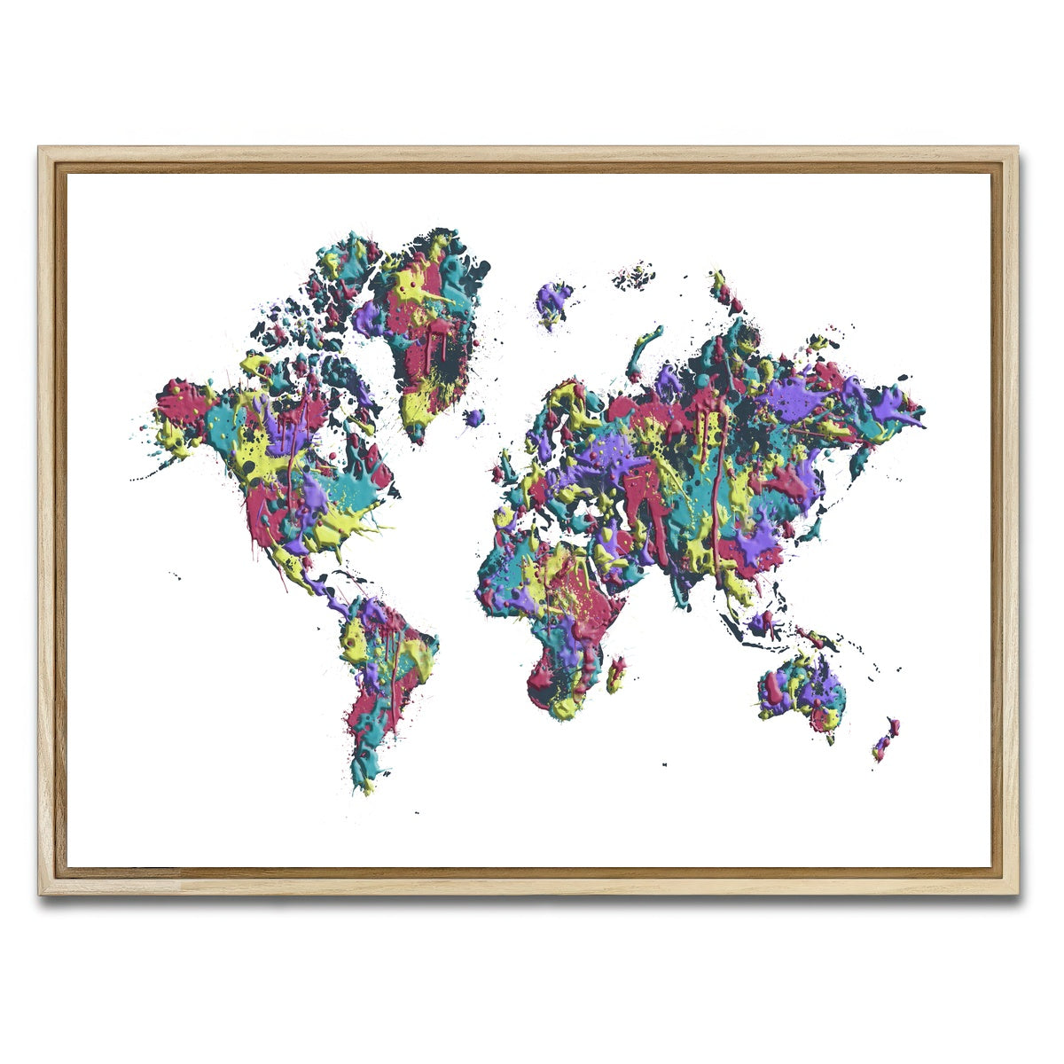 AUTO-MOCKUP WHITE | POP ART World Map - White | 1 Piece | Natural Framed Canvas | group=4x3