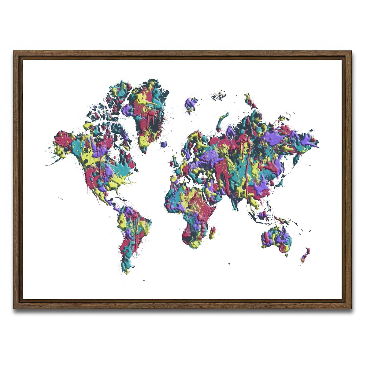 AUTO-MOCKUP WHITE | POP ART World Map - White | 1 Piece | Walnut Framed Canvas | group=4x3