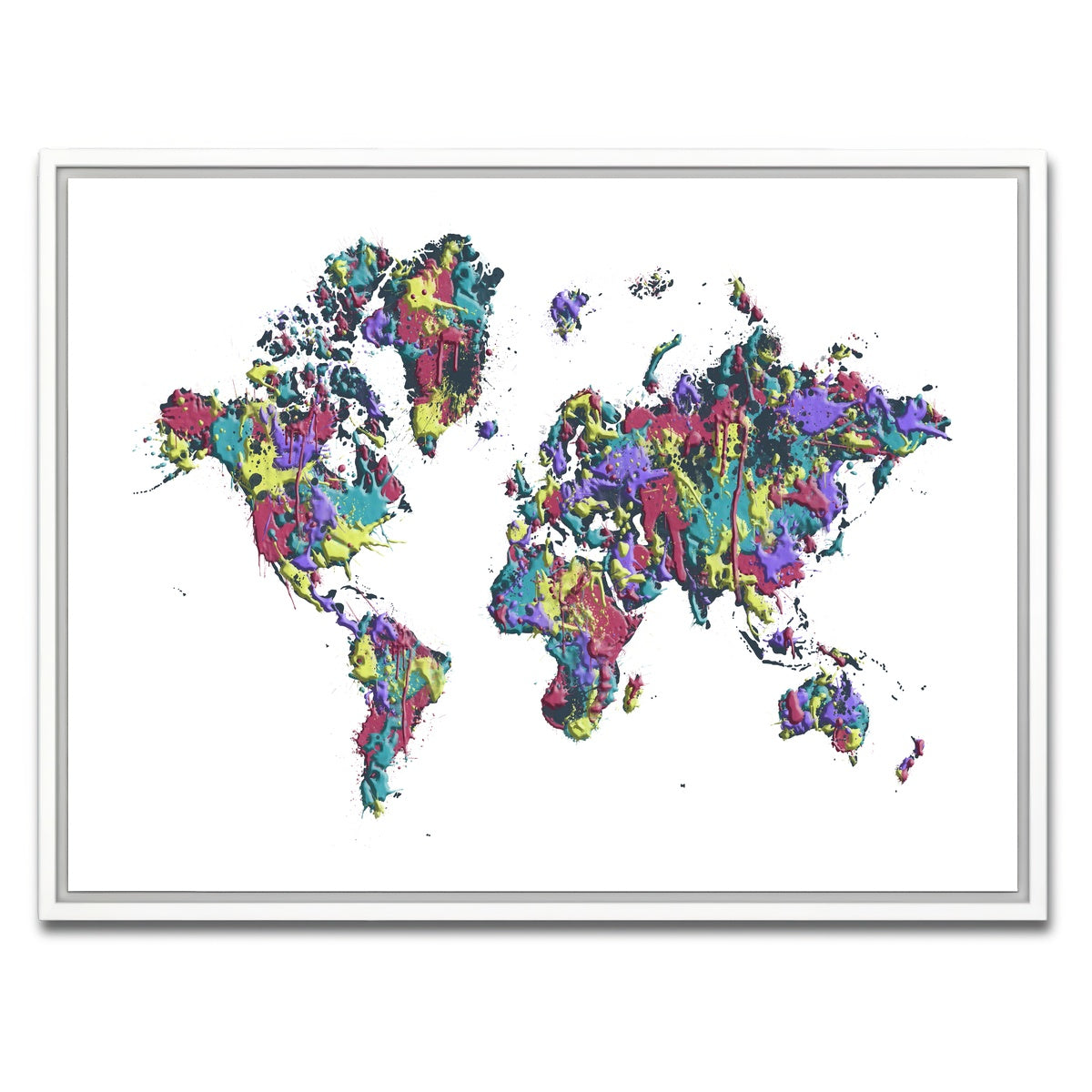 AUTO-MOCKUP WHITE | POP ART World Map - White | 1 Piece | White Framed Canvas | group=4x3
