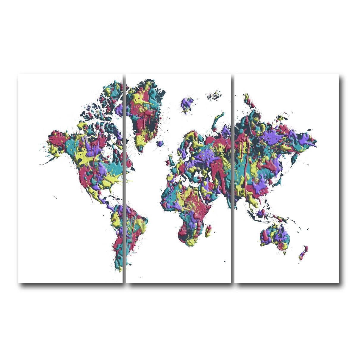 AUTO-MOCKUP WHITE | POP ART World Map - White | 3 Piece | Gallery Wrap Canvas | group=12x24