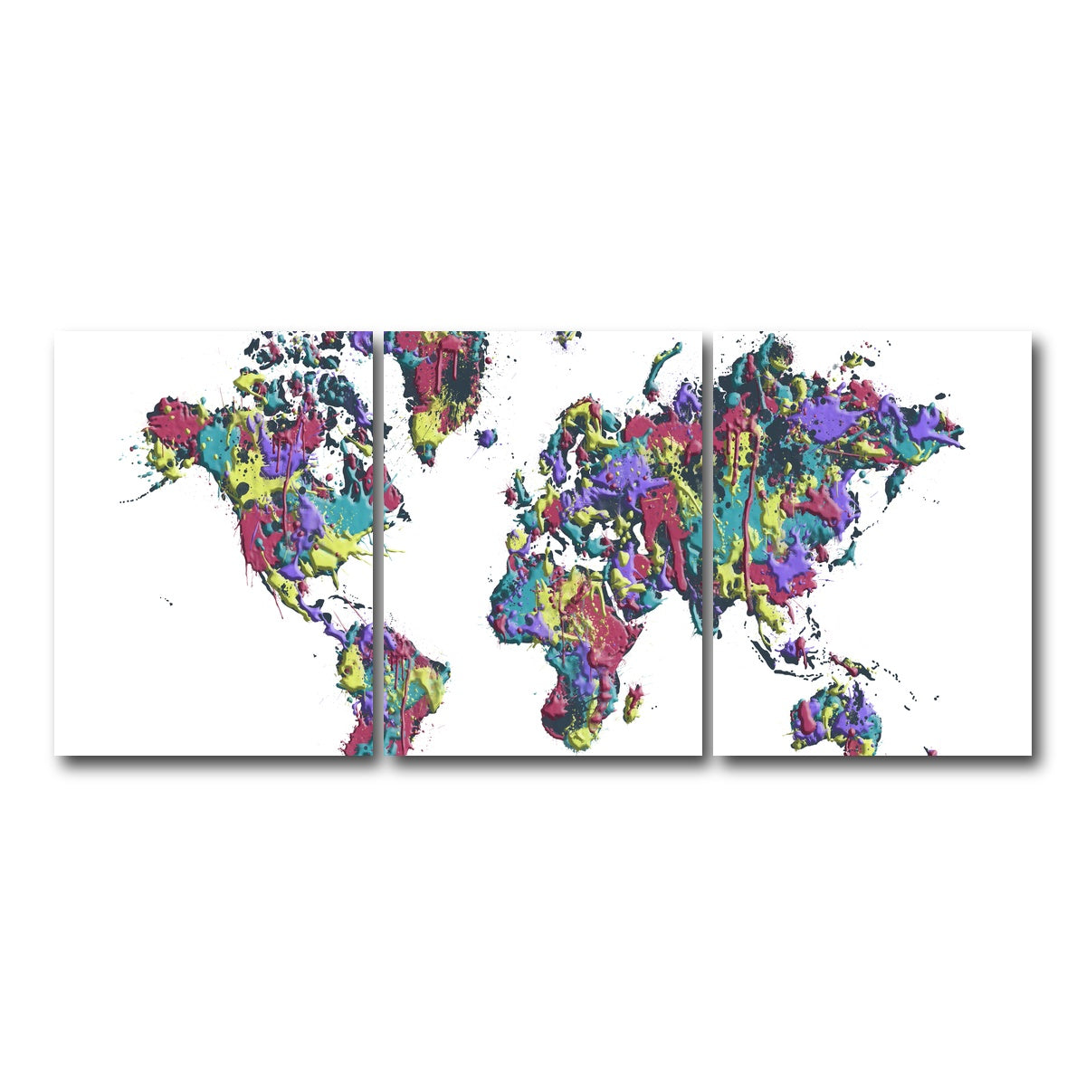 AUTO-MOCKUP WHITE | POP ART World Map - White | 3 Piece | Gallery Wrap Canvas | group=18x24