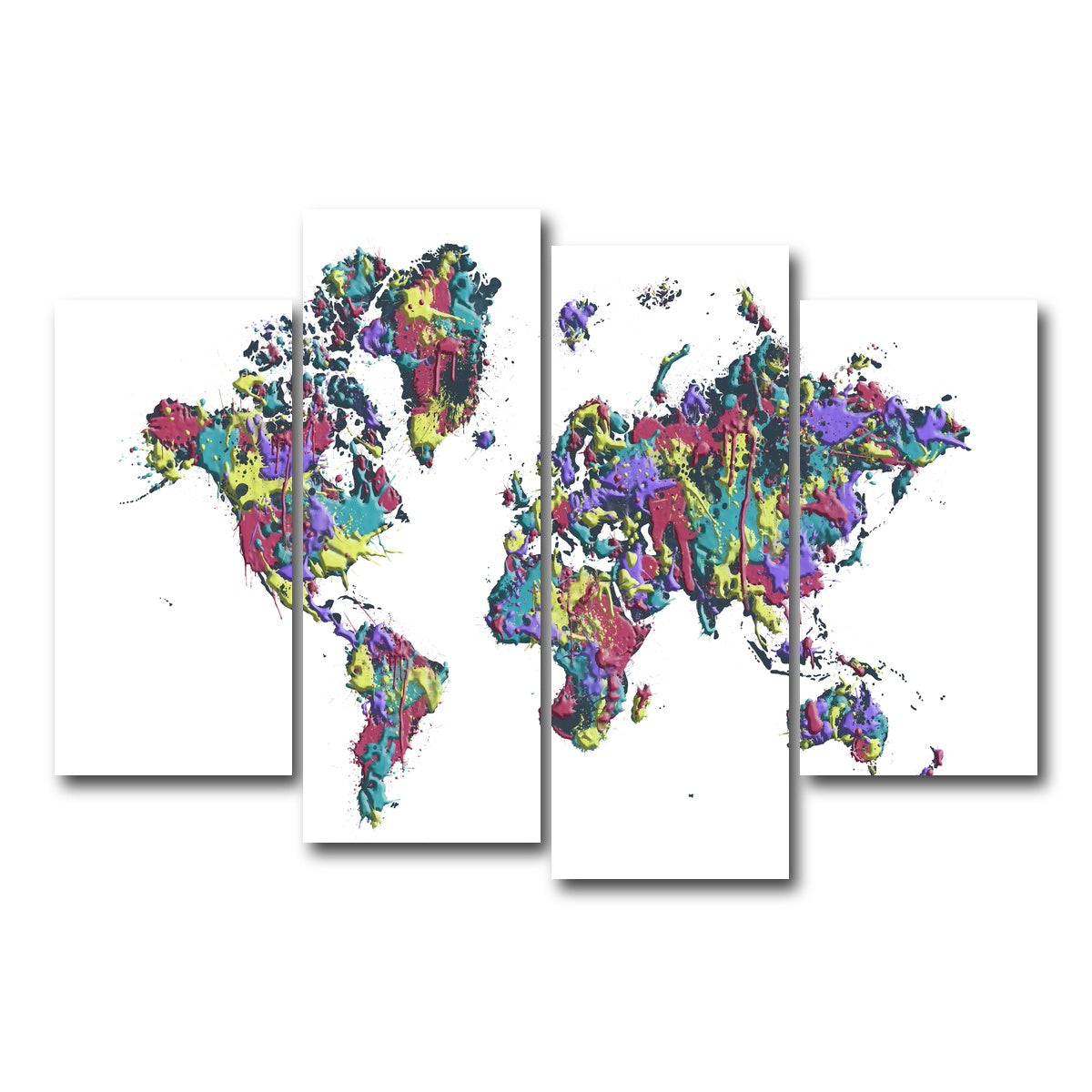 AUTO-MOCKUP WHITE | POP ART World Map - White | 4 Piece | Gallery Wrap Canvas | group=4_short