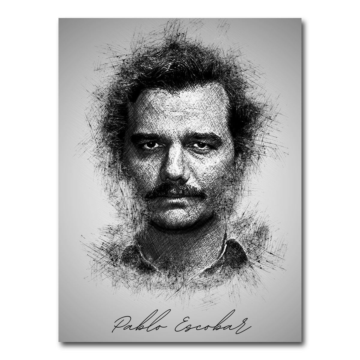 AUTO-MOCKUP WHITE | Pablo Escobar Sketch | 1 Piece | Gallery Wrap Canvas | group=3x4