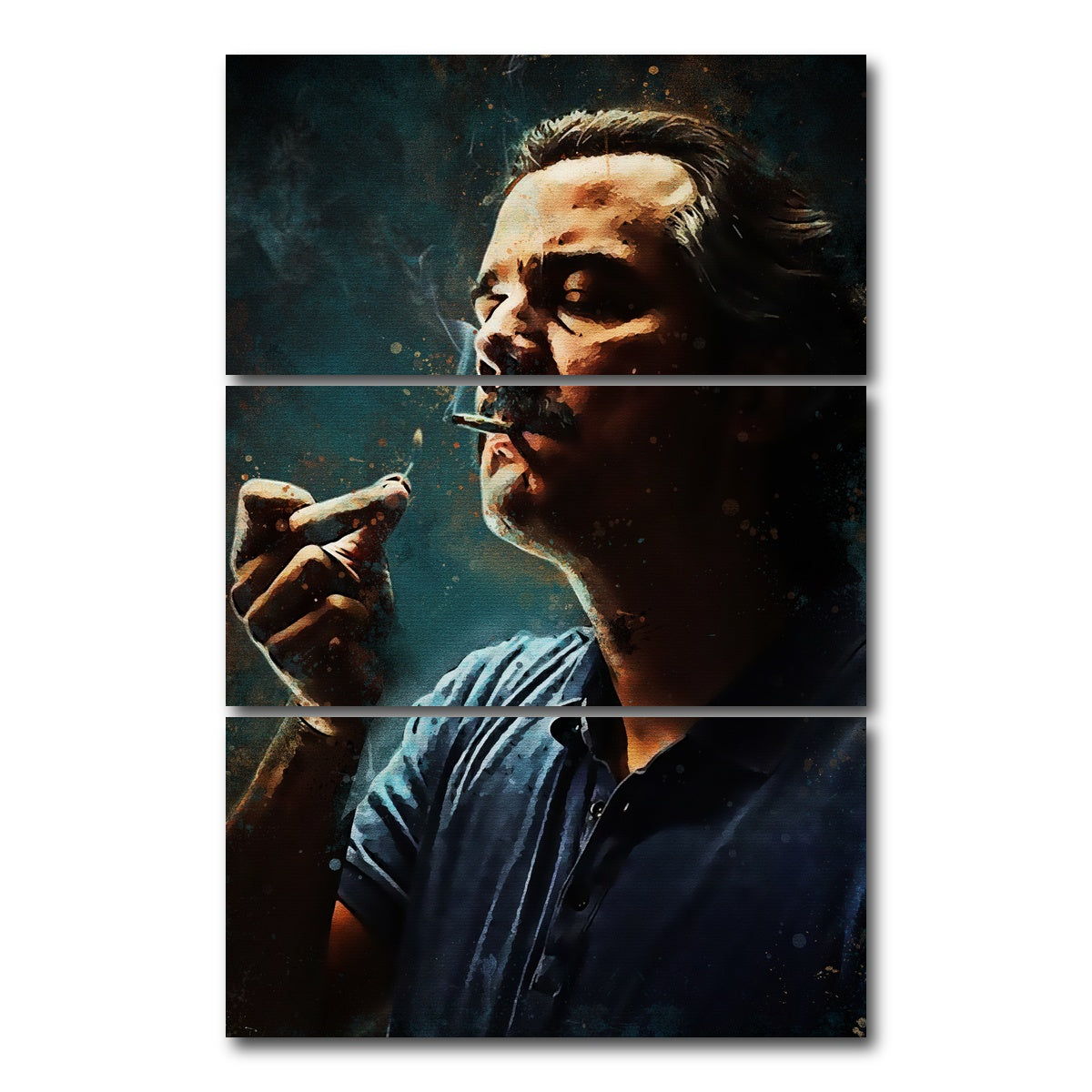 AUTO-MOCKUP WHITE | Pablo Escobar | 3 Piece | Gallery Wrap Canvas | group=12x24_stacked
