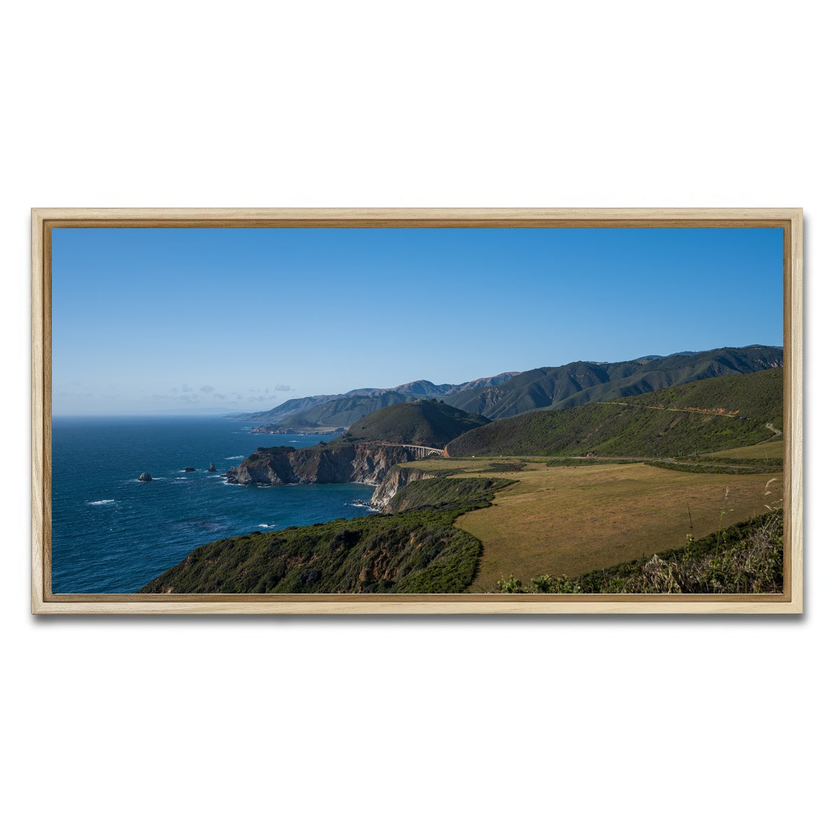 AUTO-MOCKUP WHITE | Pacific Coast Hwy CA | 1 Piece | Natural Framed Canvas | group=2x1