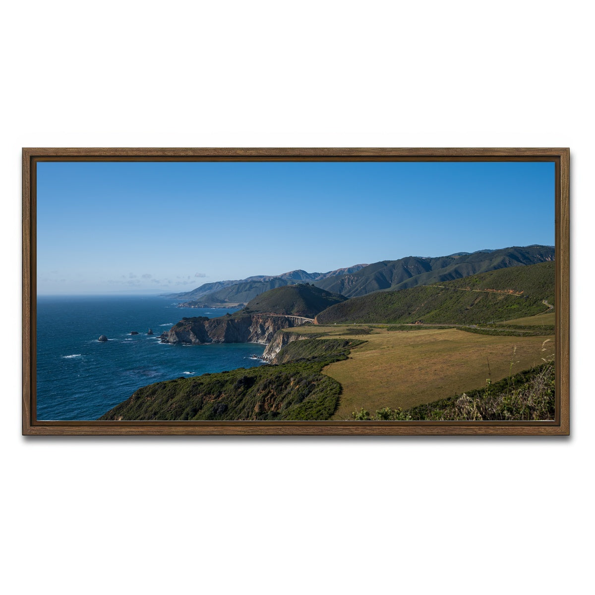 AUTO-MOCKUP WHITE | Pacific Coast Hwy CA | 1 Piece | Walnut Framed Canvas | group=2x1