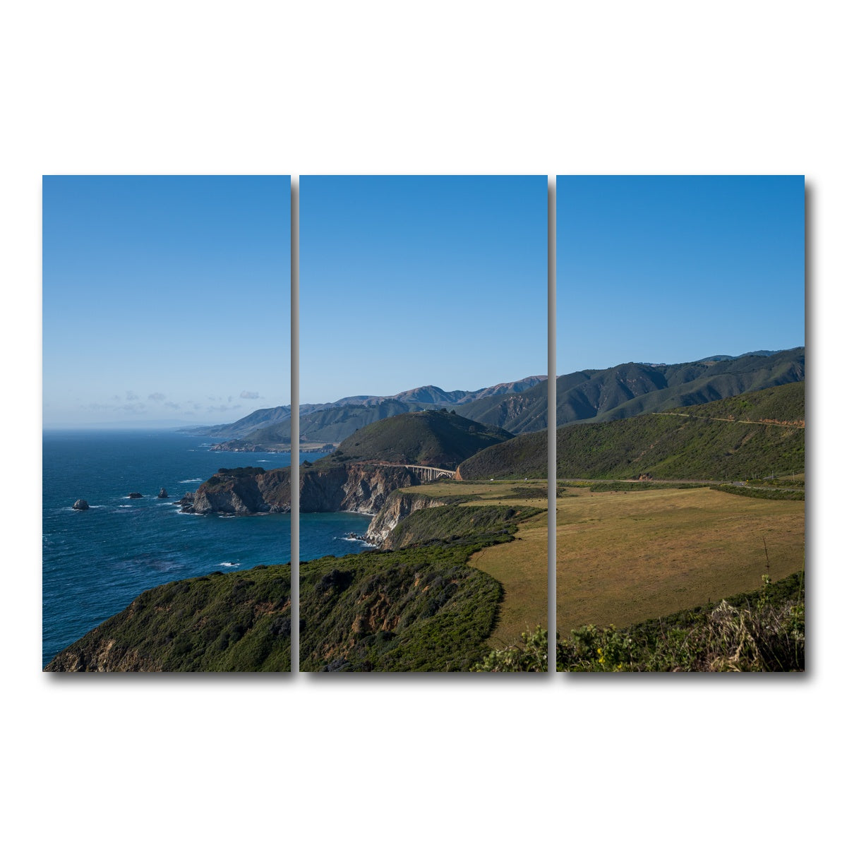 AUTO-MOCKUP WHITE | Pacific Coast Hwy CA | 3 Piece | Gallery Wrap Canvas | group=12x24