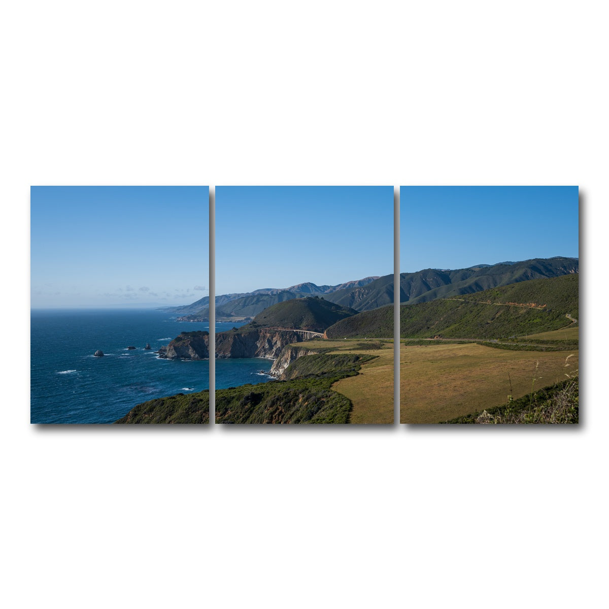 AUTO-MOCKUP WHITE | Pacific Coast Hwy CA | 3 Piece | Gallery Wrap Canvas | group=18x24