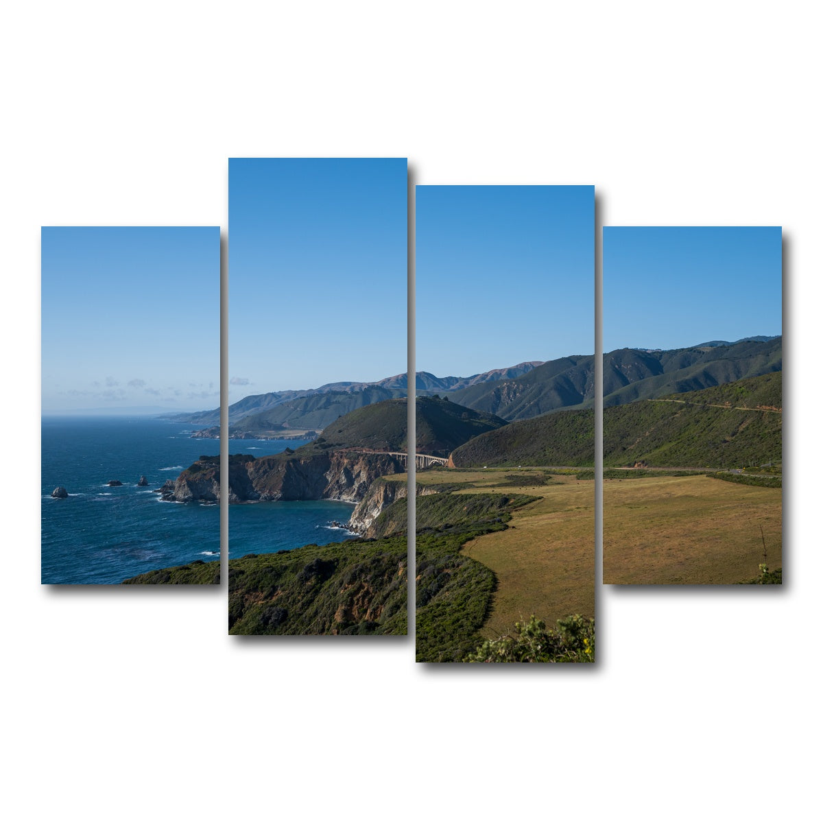 AUTO-MOCKUP WHITE | Pacific Coast Hwy CA | 4 Piece | Gallery Wrap Canvas | group=4_short