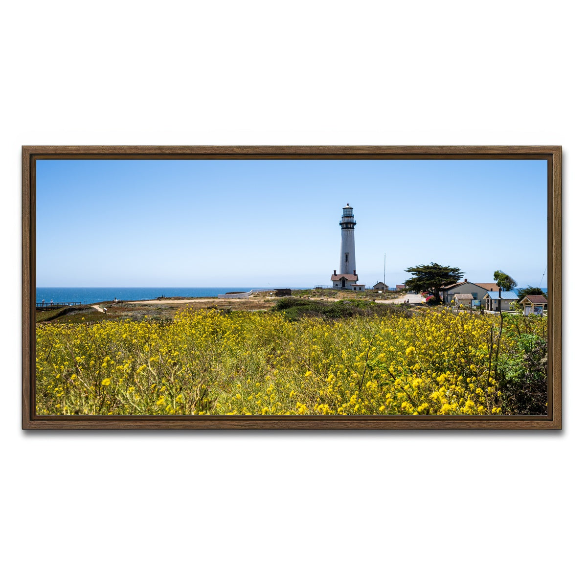 AUTO-MOCKUP WHITE | Pacific Coast Hwy Lighthouse | 1 Piece | Walnut Framed Canvas | group=2x1