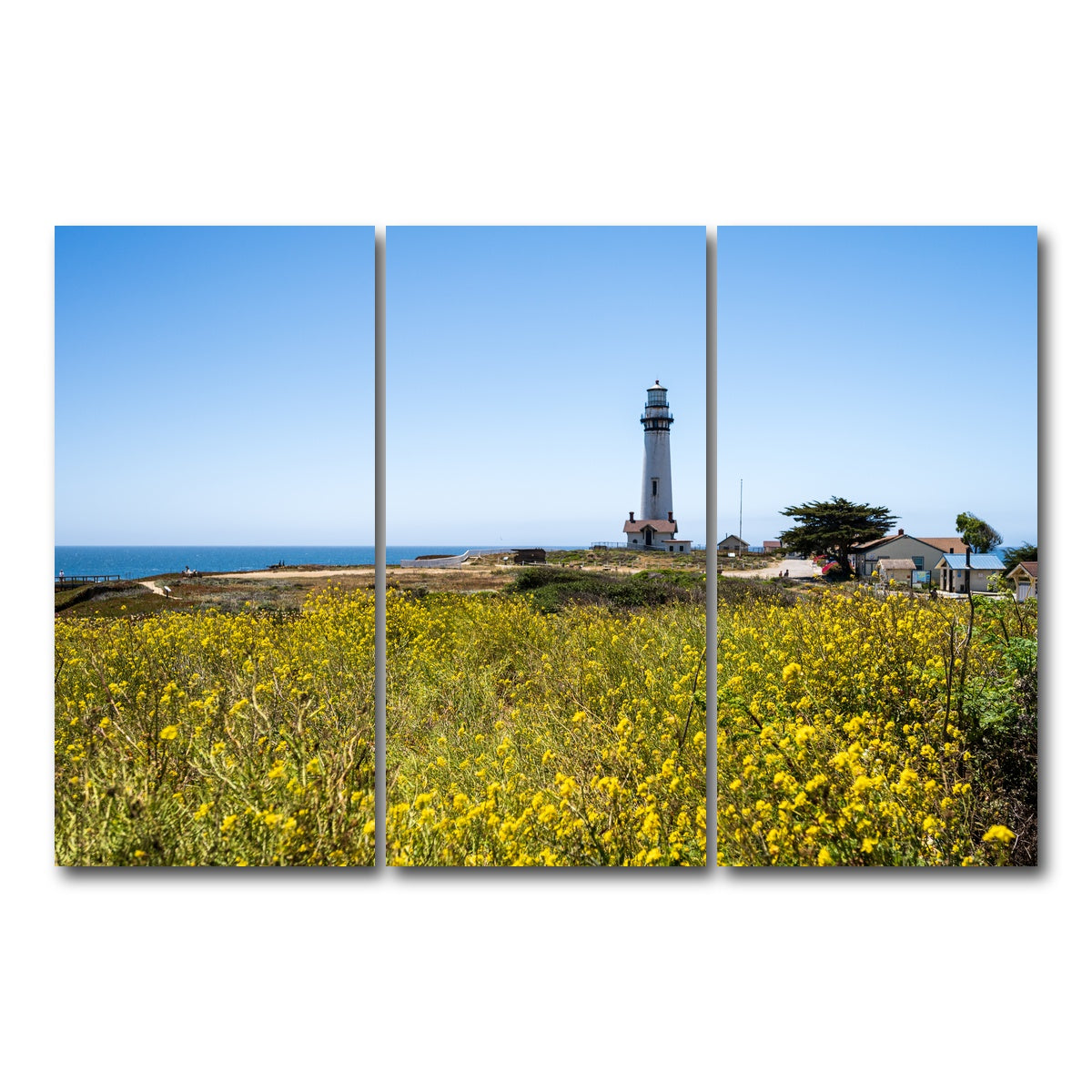 AUTO-MOCKUP WHITE | Pacific Coast Hwy Lighthouse | 3 Piece | Gallery Wrap Canvas | group=12x24