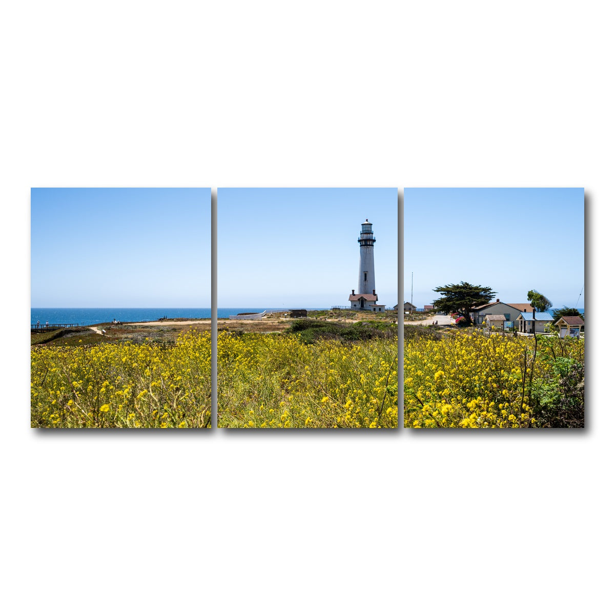 AUTO-MOCKUP WHITE | Pacific Coast Hwy Lighthouse | 3 Piece | Gallery Wrap Canvas | group=18x24