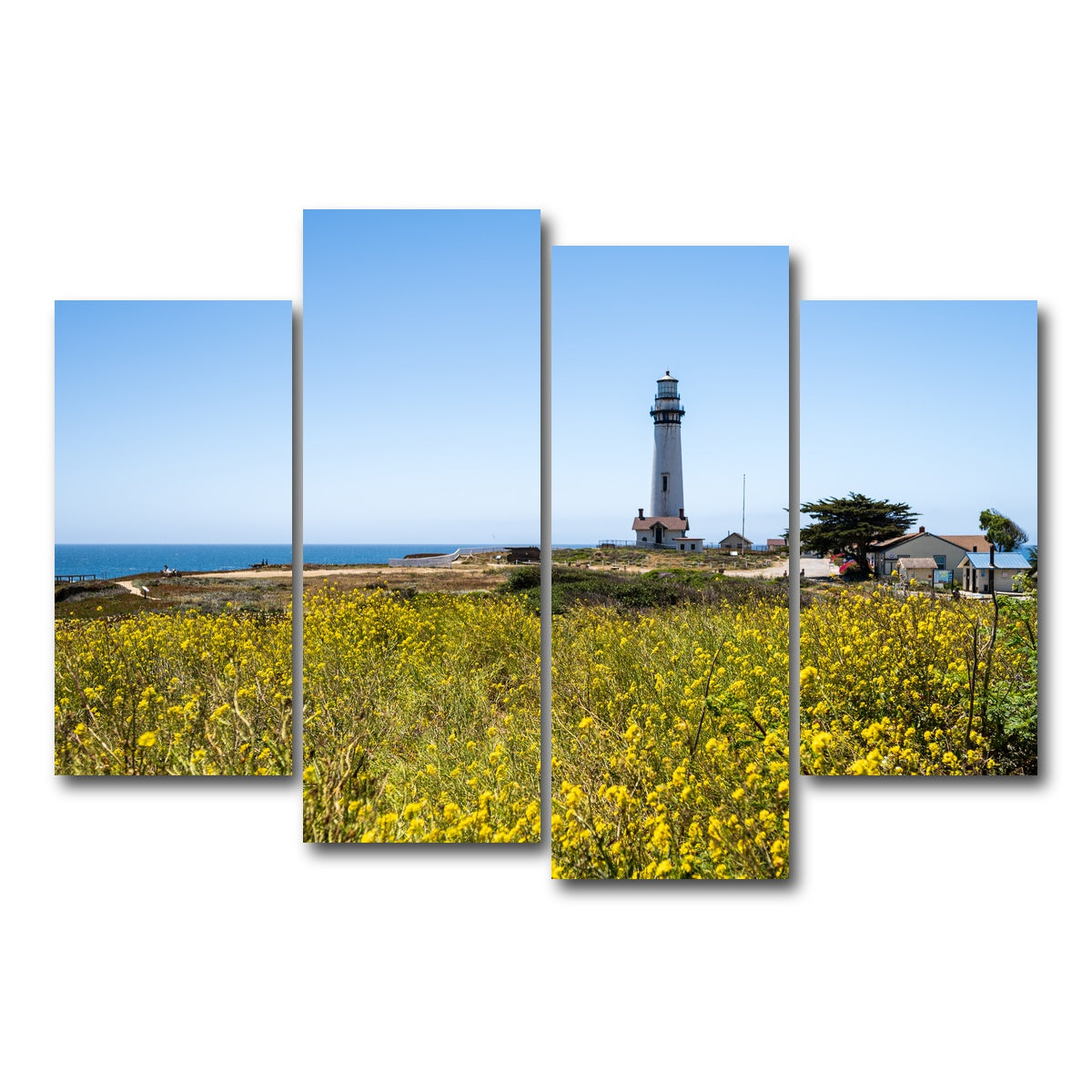 AUTO-MOCKUP WHITE | Pacific Coast Hwy Lighthouse | 4 Piece | Gallery Wrap Canvas | group=4_short