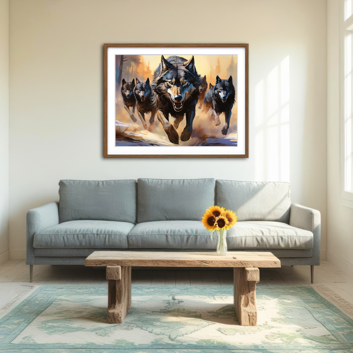 AUTO-MOCKUP ROOM | Pack of Wolves Wall Art