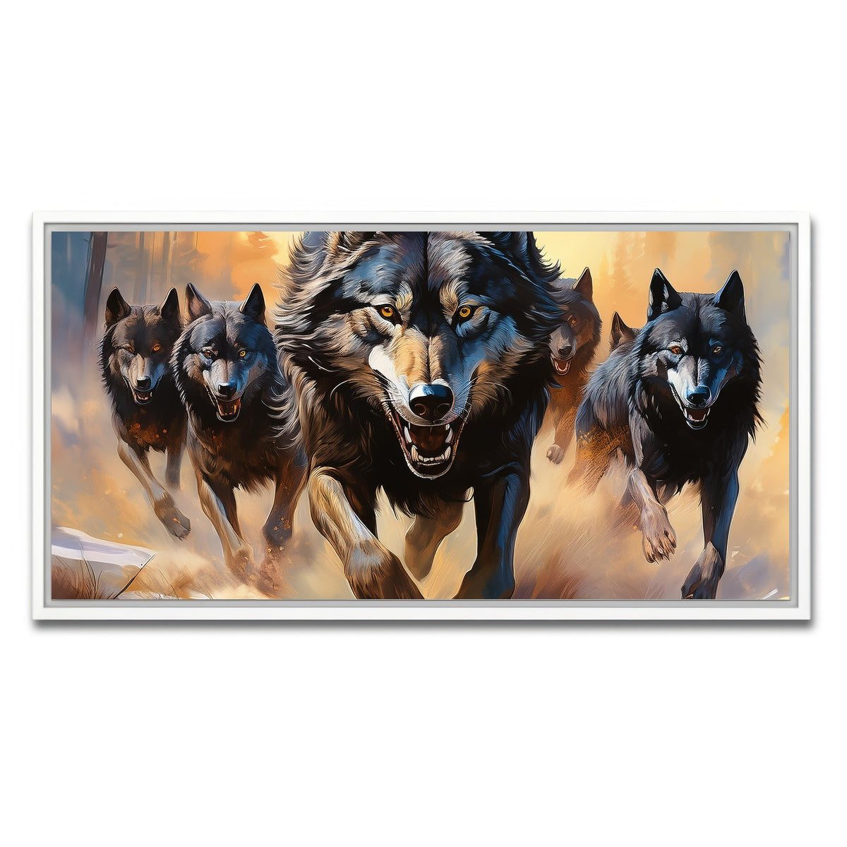 AUTO-MOCKUP WHITE | Pack of Wolves | 1 Piece | White Framed Canvas | group=2x1