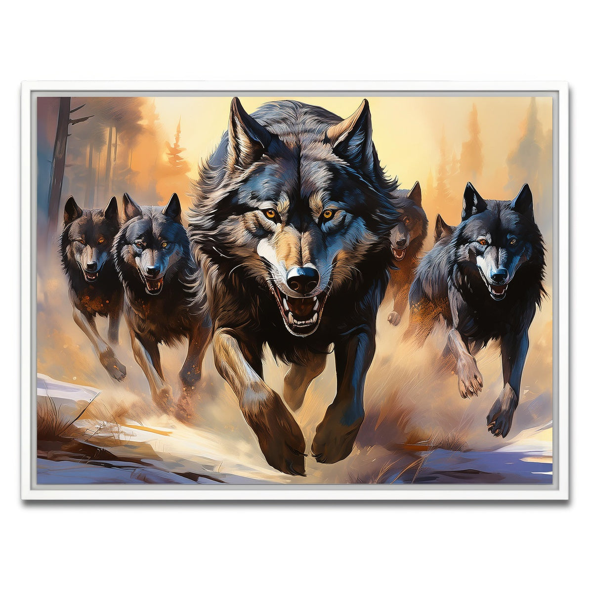 AUTO-MOCKUP WHITE | Pack of Wolves | 1 Piece | White Framed Canvas | group=4x3