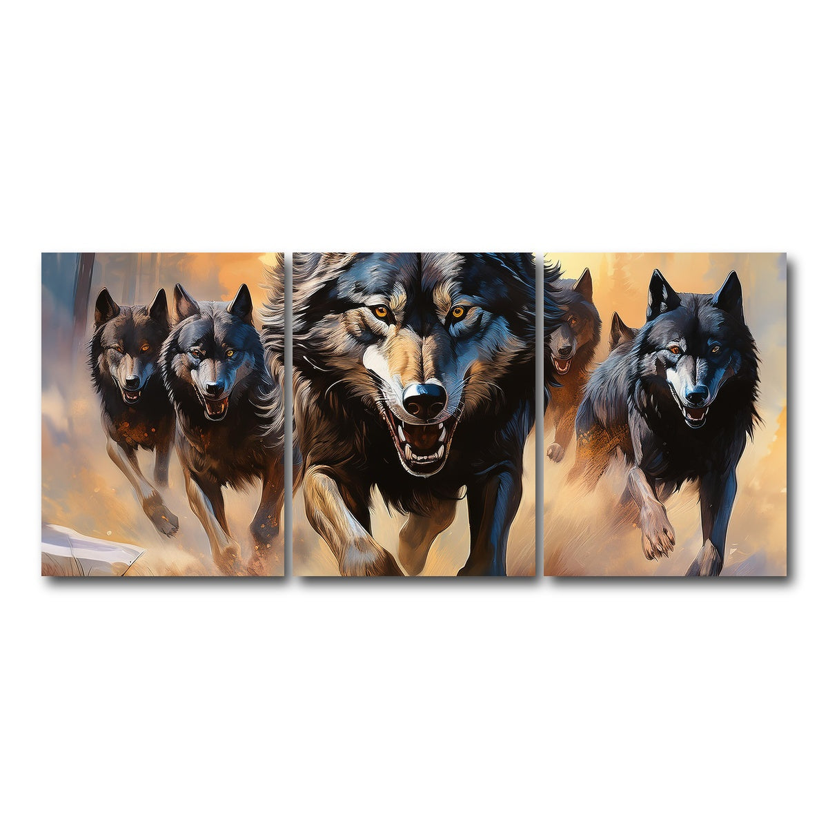 AUTO-MOCKUP WHITE | Pack of Wolves | 3 Piece | Gallery Wrap Canvas | group=18x24