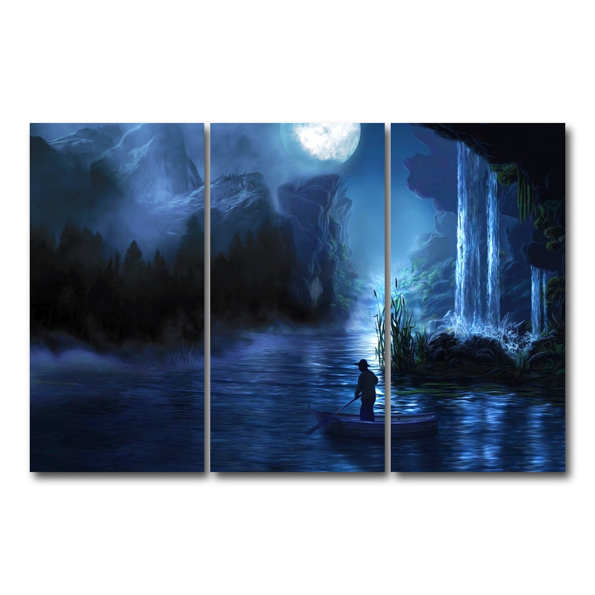 AUTO-MOCKUP WHITE | Paddle at Night | 3 Piece | Gallery Wrap Canvas | group=12x24