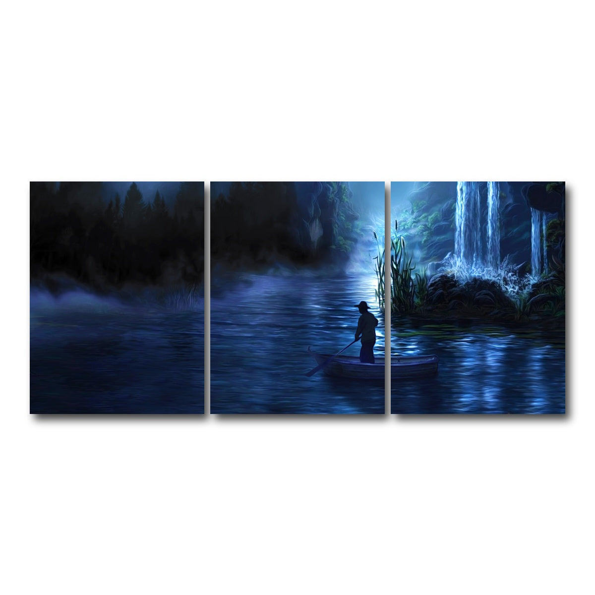 AUTO-MOCKUP WHITE | Paddle at Night | 3 Piece | Gallery Wrap Canvas | group=18x24