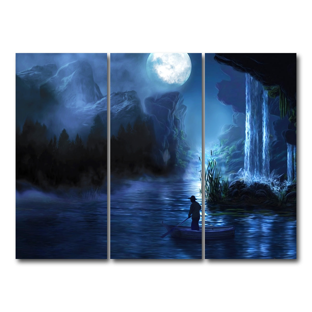 AUTO-MOCKUP WHITE | Paddle at Night | 3 Piece | Gallery Wrap Canvas | group=8x18